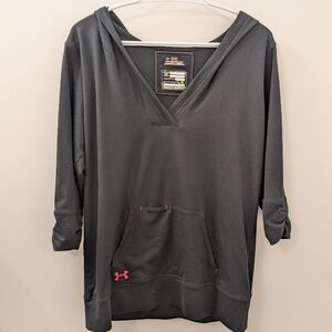 Under Armour Black V-Neck Hoodie with Pink Accents